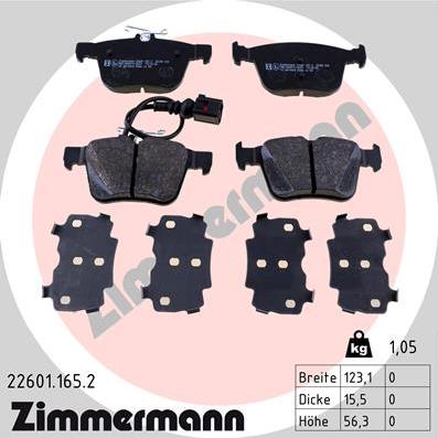 Zimmermann 22601.165.2 - Kit pastiglie freno, Freno a disco autozon.pro