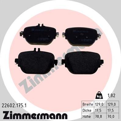 Zimmermann 22602.175.1 - Kit pastiglie freno, Freno a disco autozon.pro