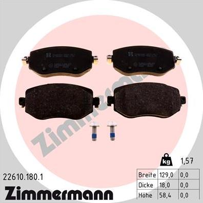 Zimmermann 22610.180.1 - Kit pastiglie freno, Freno a disco autozon.pro