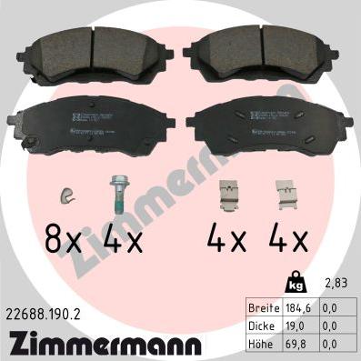 Zimmermann 22688.190.2 - Kit pastiglie freno, Freno a disco autozon.pro