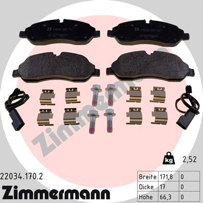 Zimmermann 22034.170.2 - Kit pastiglie freno, Freno a disco autozon.pro