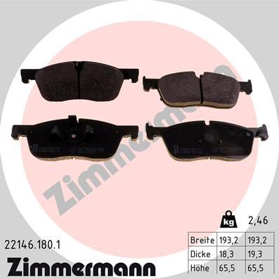 Zimmermann 22146.180.1 - Kit pastiglie freno, Freno a disco autozon.pro