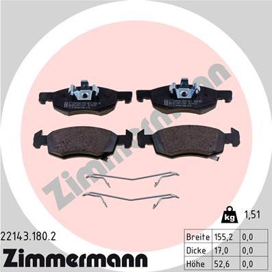 Zimmermann 22143.180.2 - Kit pastiglie freno, Freno a disco autozon.pro