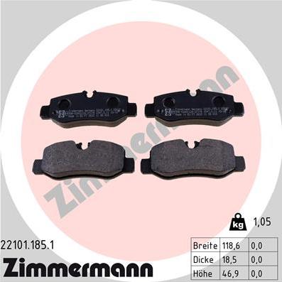 Zimmermann 22101.185.1 - Kit pastiglie freno, Freno a disco autozon.pro