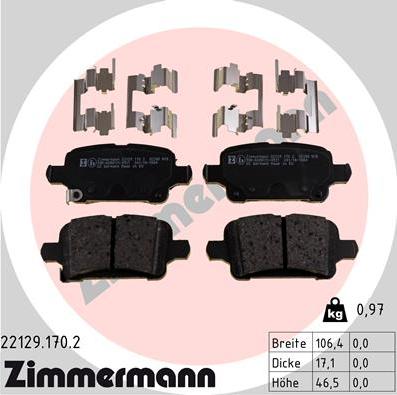 Zimmermann 22129.170.2 - Kit pastiglie freno, Freno a disco autozon.pro