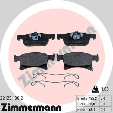 Zimmermann 22123.180.2 - Kit pastiglie freno, Freno a disco autozon.pro