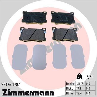 Zimmermann 22176.170.1 - Kit pastiglie freno, Freno a disco autozon.pro