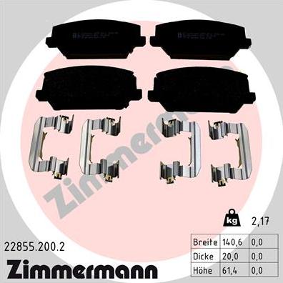 Zimmermann 22855.200.2 - Kit pastiglie freno, Freno a disco autozon.pro