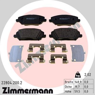 Zimmermann 22804.200.2 - Kit pastiglie freno, Freno a disco autozon.pro