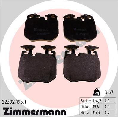 Zimmermann 22392.195.1 - Kit pastiglie freno, Freno a disco autozon.pro