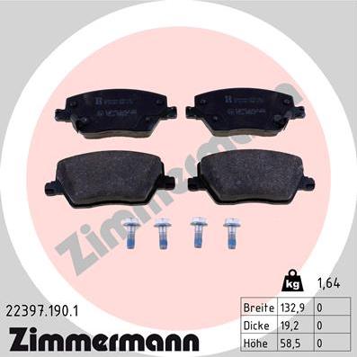 Zimmermann 22397.190.1 - Kit pastiglie freno, Freno a disco autozon.pro