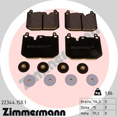 Zimmermann 22344.150.1 - Kit pastiglie freno, Freno a disco autozon.pro