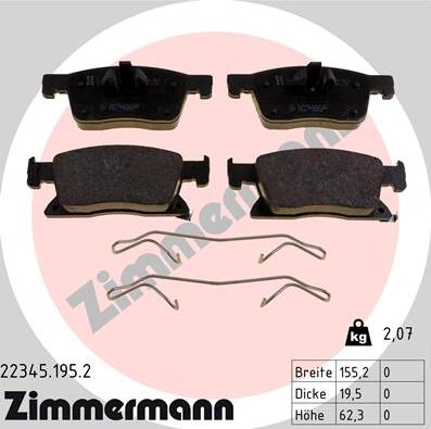 Zimmermann 22345.195.2 - Kit pastiglie freno, Freno a disco autozon.pro