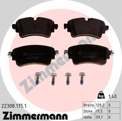 Zimmermann 22308.175.1 - Kit pastiglie freno, Freno a disco autozon.pro