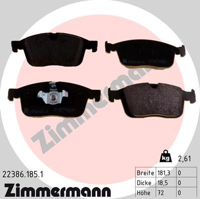 Zimmermann 22386.185.1 - Kit pastiglie freno, Freno a disco autozon.pro