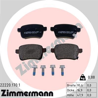 Zimmermann 22220.170.1 - Kit pastiglie freno, Freno a disco autozon.pro