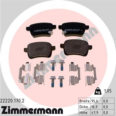 Zimmermann 22220.170.2 - Kit pastiglie freno, Freno a disco autozon.pro