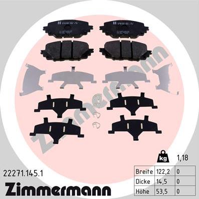 Zimmermann 22271.145.1 - Kit pastiglie freno, Freno a disco autozon.pro