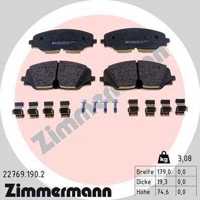 Zimmermann 22769.190.2 - Kit pastiglie freno, Freno a disco autozon.pro