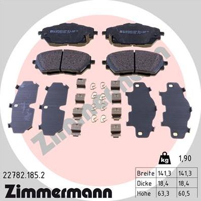 Zimmermann 22782.185.2 - Kit pastiglie freno, Freno a disco autozon.pro