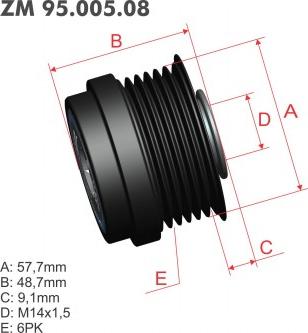 ZM ZM 95.005.08 - Puleggia cinghia, Alternatore autozon.pro