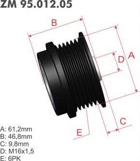 ZM ZM 95.012.05 - Puleggia cinghia, Alternatore autozon.pro