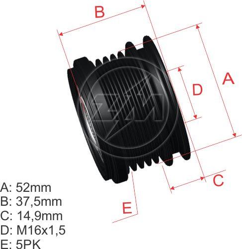 ZM ZM 96.012.37 - Puleggia cinghia, Alternatore autozon.pro