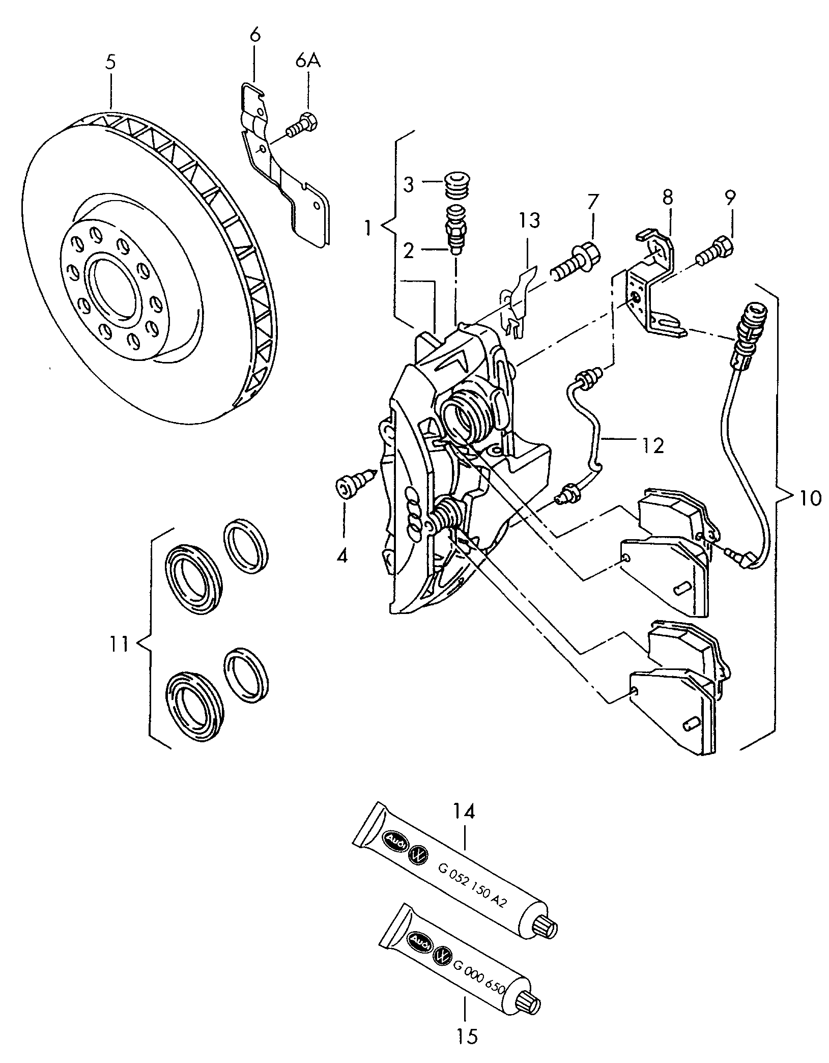 VW 4A0 698 151 B - Kit pastiglie freno, Freno a disco autozon.pro