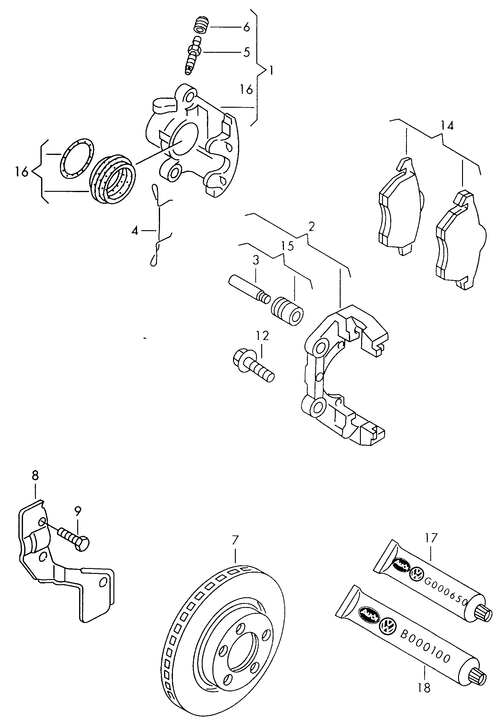 AUDI 4B0698151B - Kit pastiglie freno, Freno a disco autozon.pro