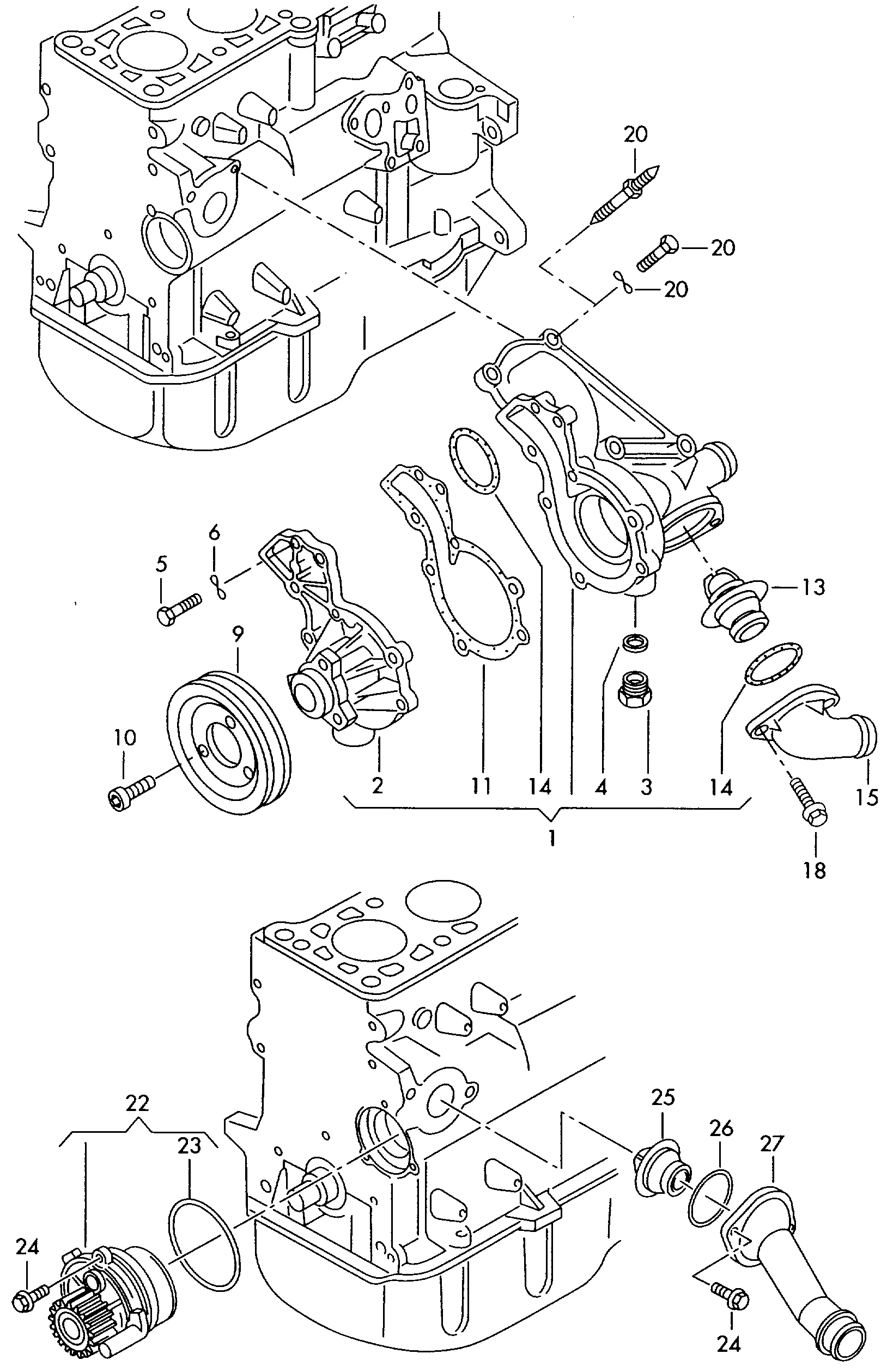 VAG 06A 121 012 G - Pompa acqua + Kit cinghie dentate autozon.pro