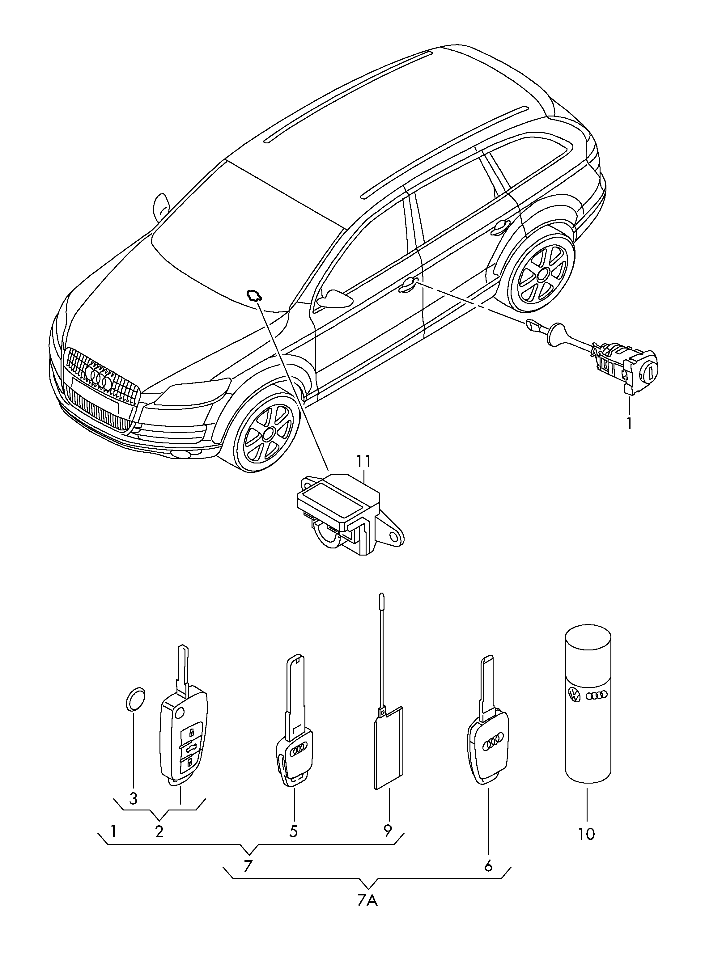 VAG 4F0 837 220AG - Alloggiamento sender manuale, Chiusura centralizzata autozon.pro