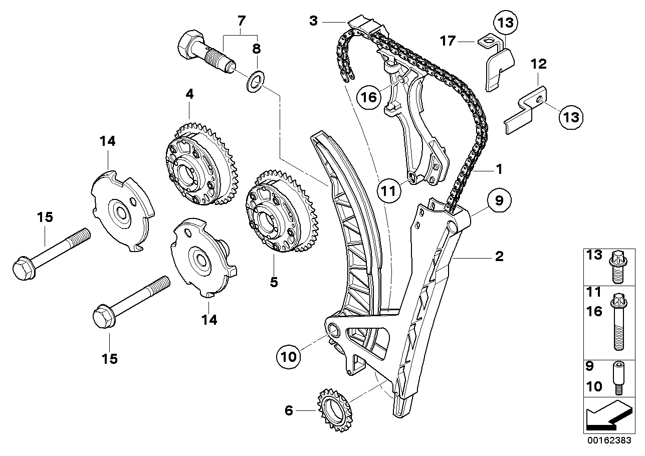 Mini 11 31 7 512 519 - Chain tensioner and guide rail autozon.pro