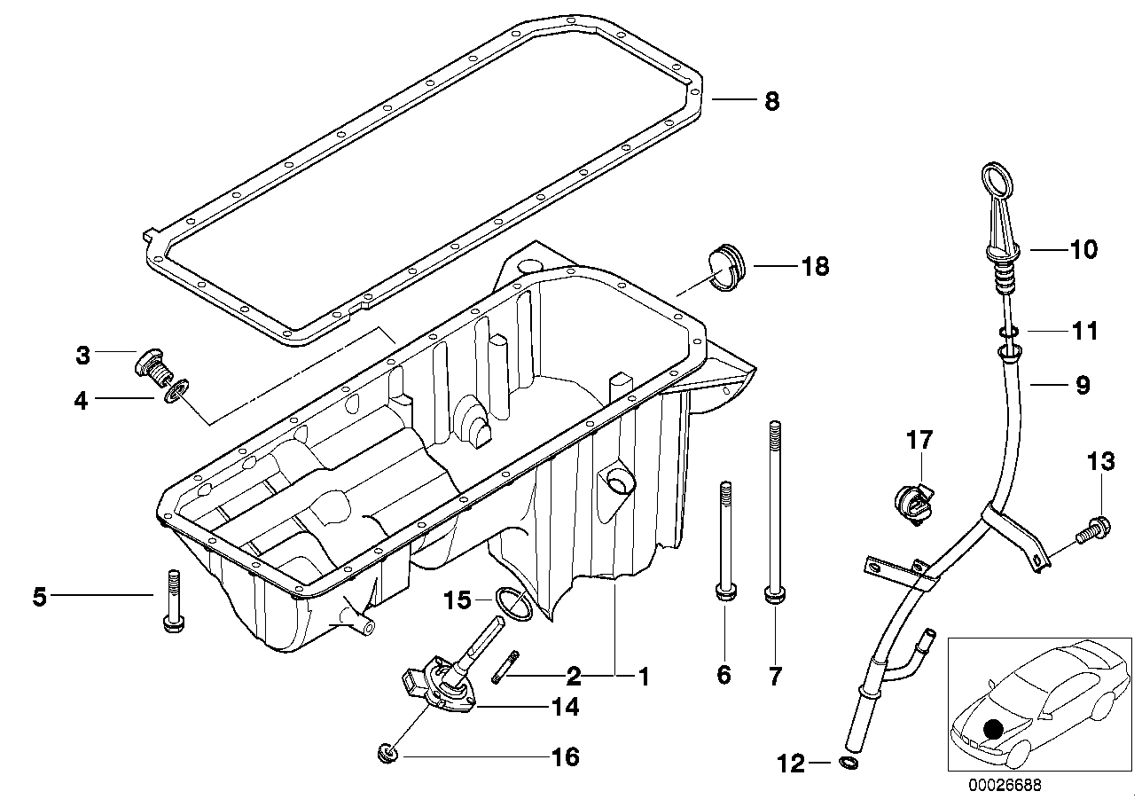 BMW 11 43 1 740 045 - Guarnizione, Asta controllo livello olio autozon.pro