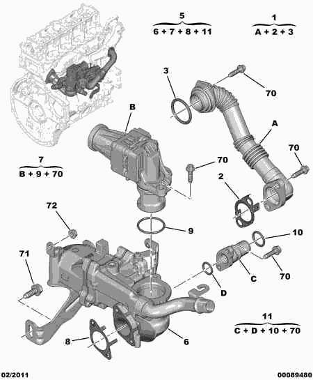 CITROËN 16 063 058 80 - Radiatore, Ricircolo gas scarico autozon.pro