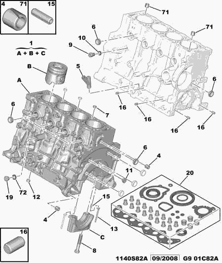 PEUGEOT 0197.AE - Kit completo guarnizioni, Motore autozon.pro