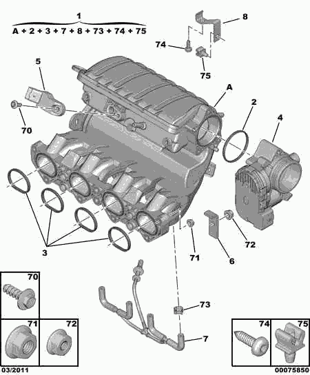 CITROËN 0348.Q5 - Kit guarnizioni, Collettore aspirazione autozon.pro