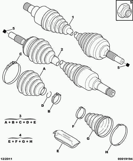 PEUGEOT 3287 94 - Cuffia, Semiasse autozon.pro