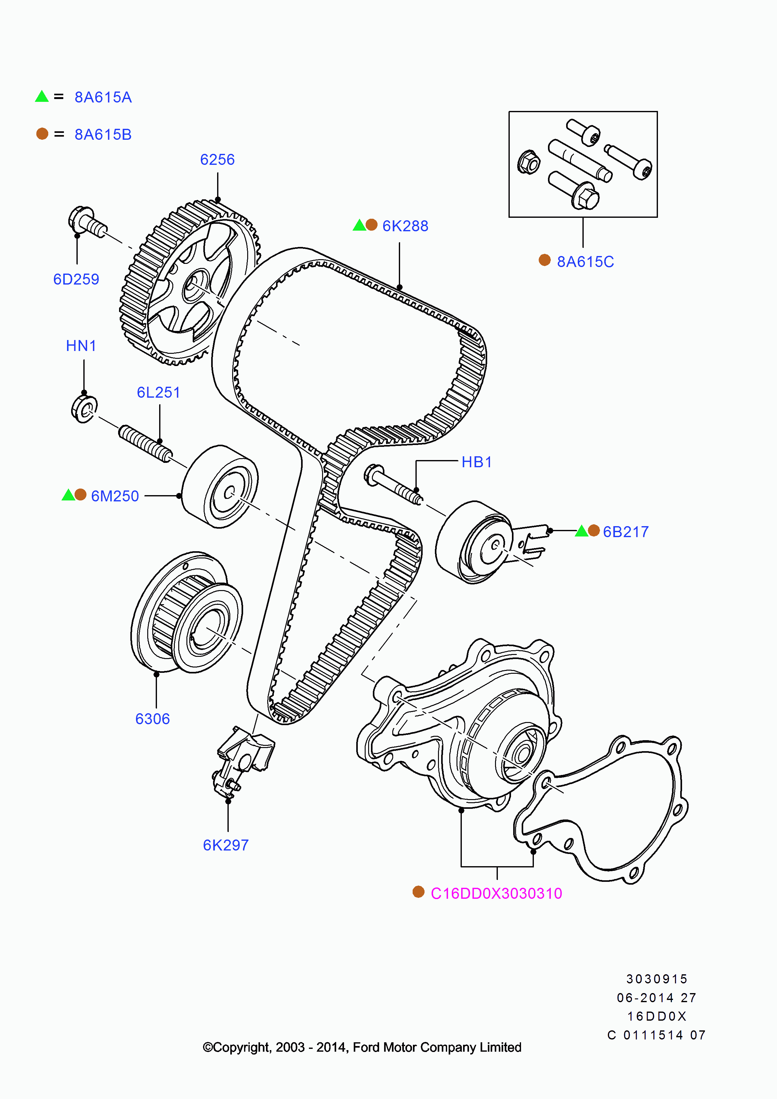 FORD 1 145 955 - Galoppino / Guidacinghia, Cinghia dentata autozon.pro