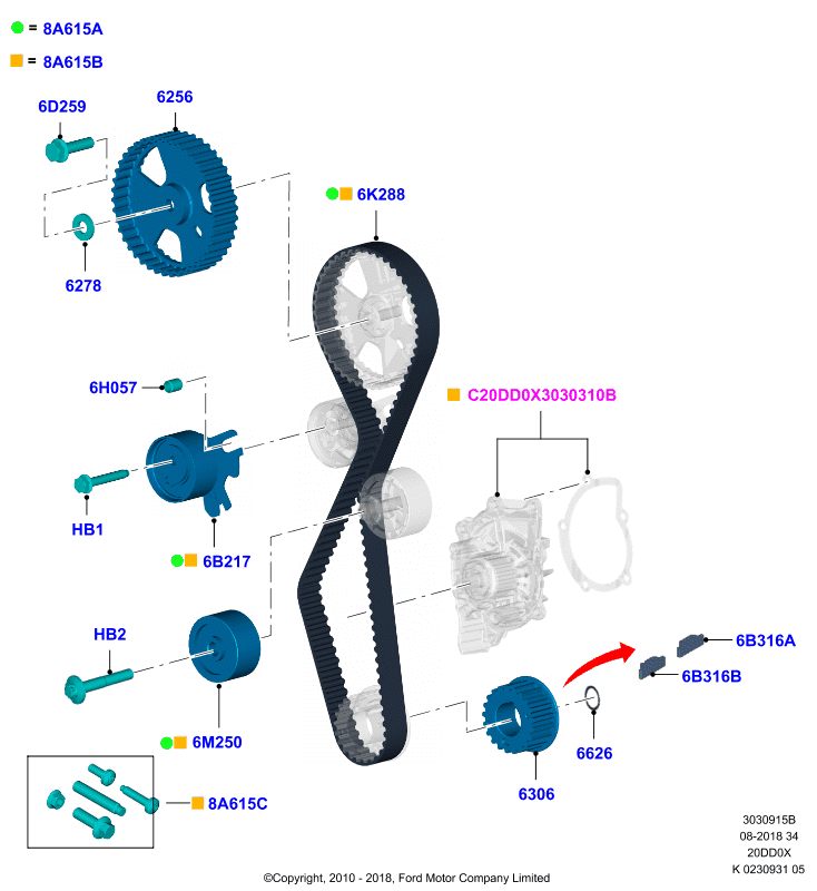 Opel 1707035 - Galoppino / Guidacinghia, Cinghia dentata autozon.pro