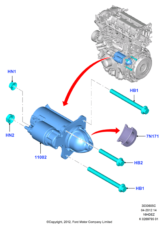 FORD USA 1732742 - Motorino d'avviamento autozon.pro