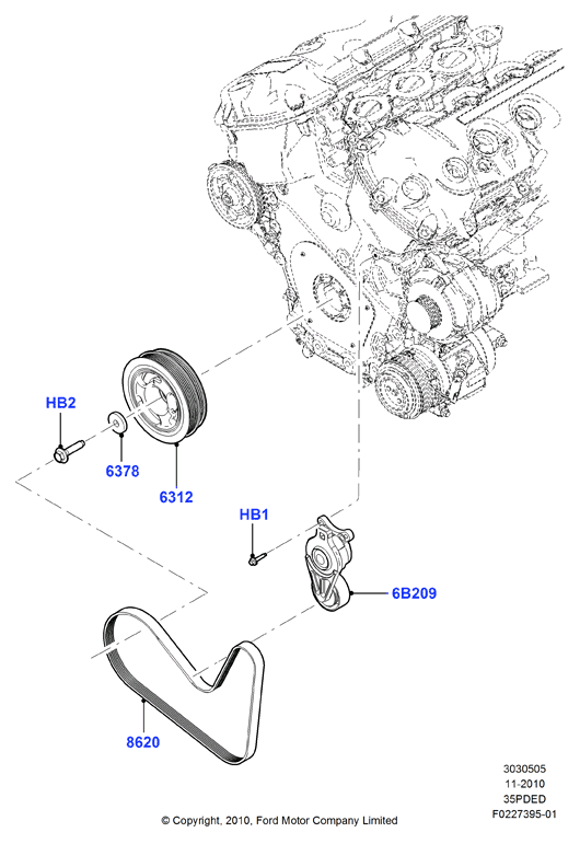 FORD BT4Z 8620-A - Cinghia Poly-V autozon.pro