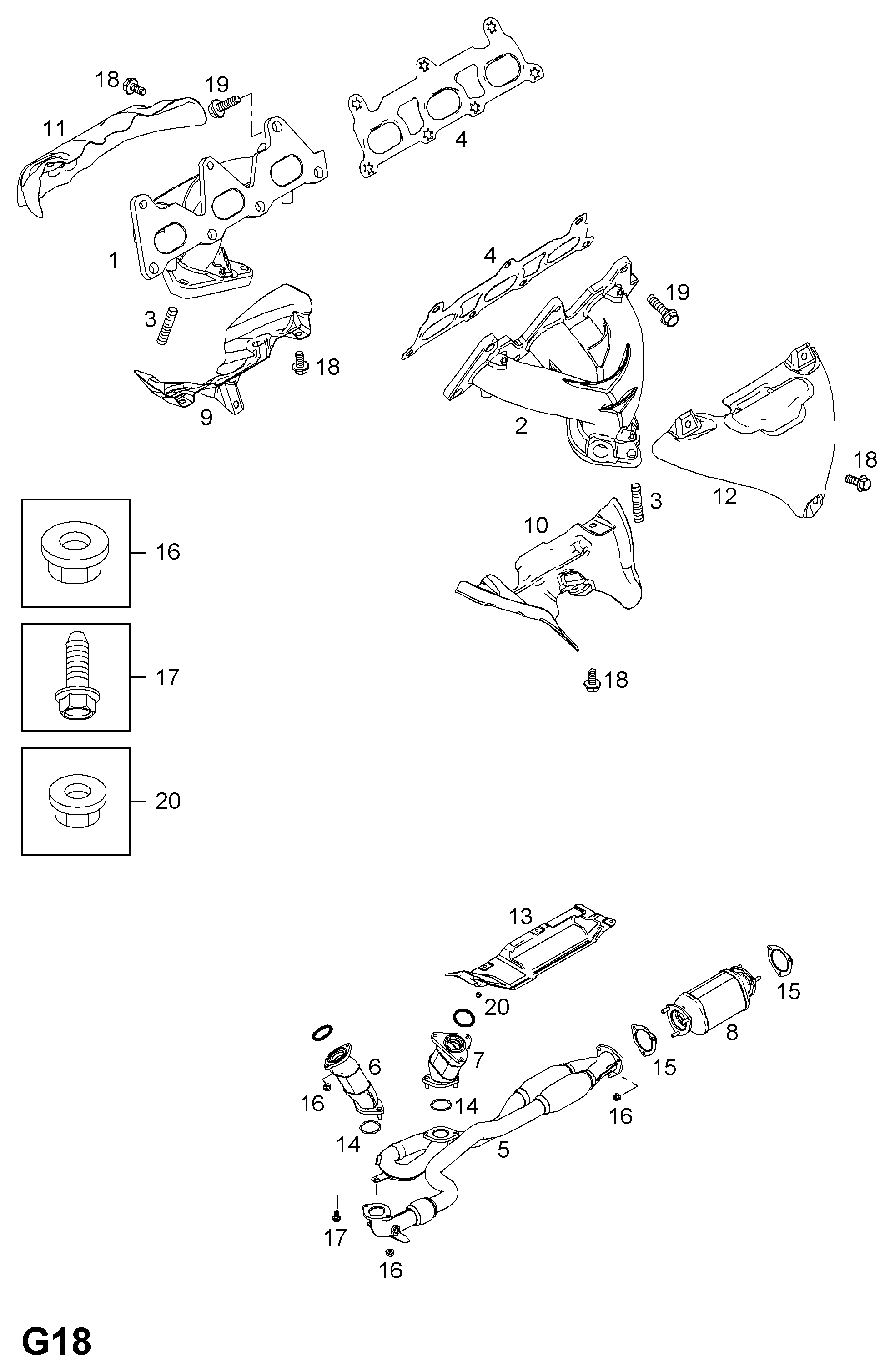 Opel 4805774 - Dado, Collettore gas scarico autozon.pro