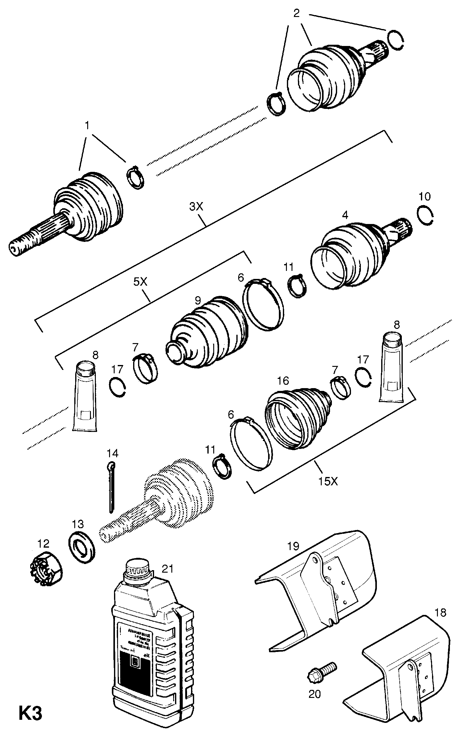 Vauxhall 3 74 461 - Kit giunti, Semiasse autozon.pro