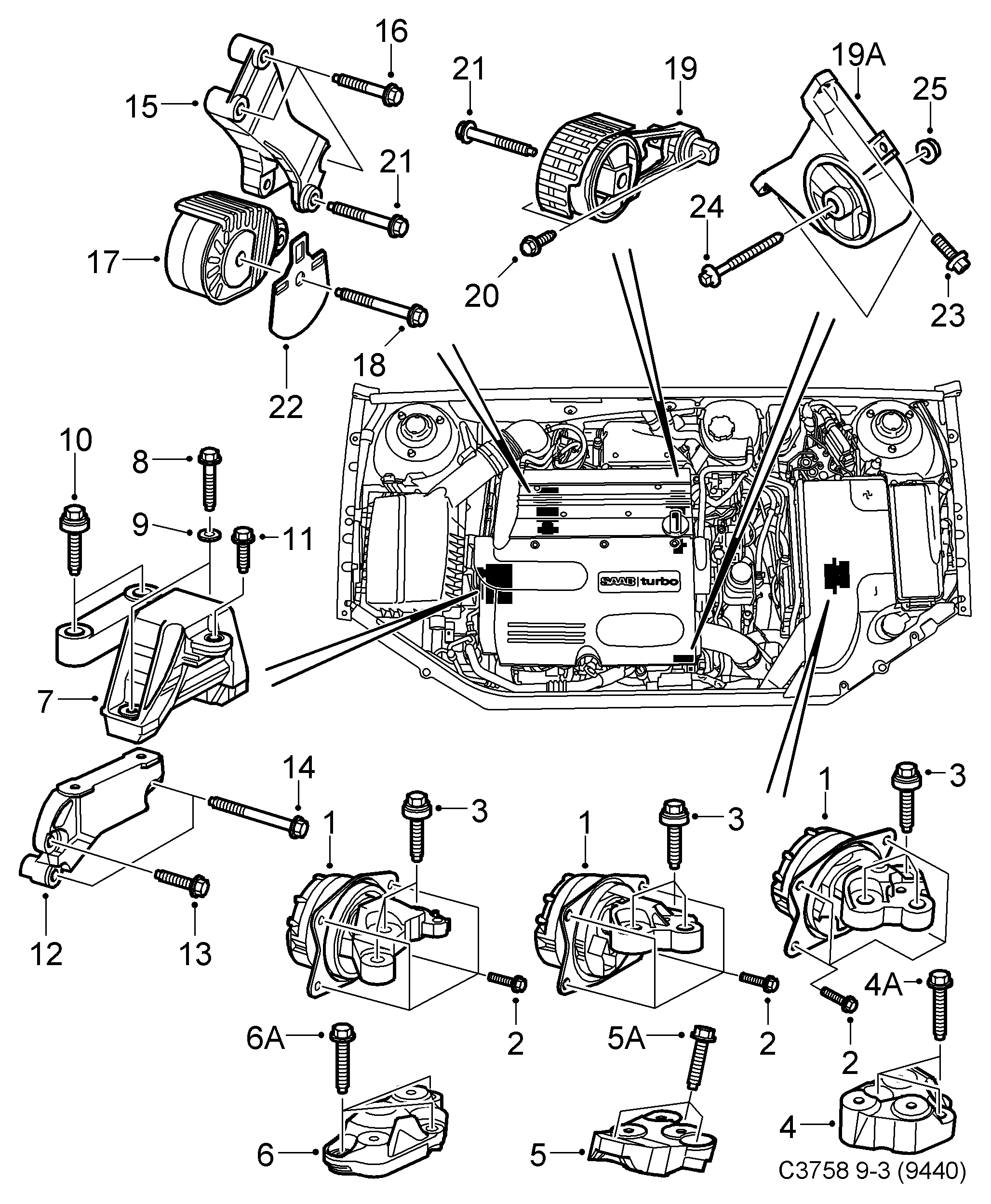 Opel 9184404 - Sospensione, Motore autozon.pro