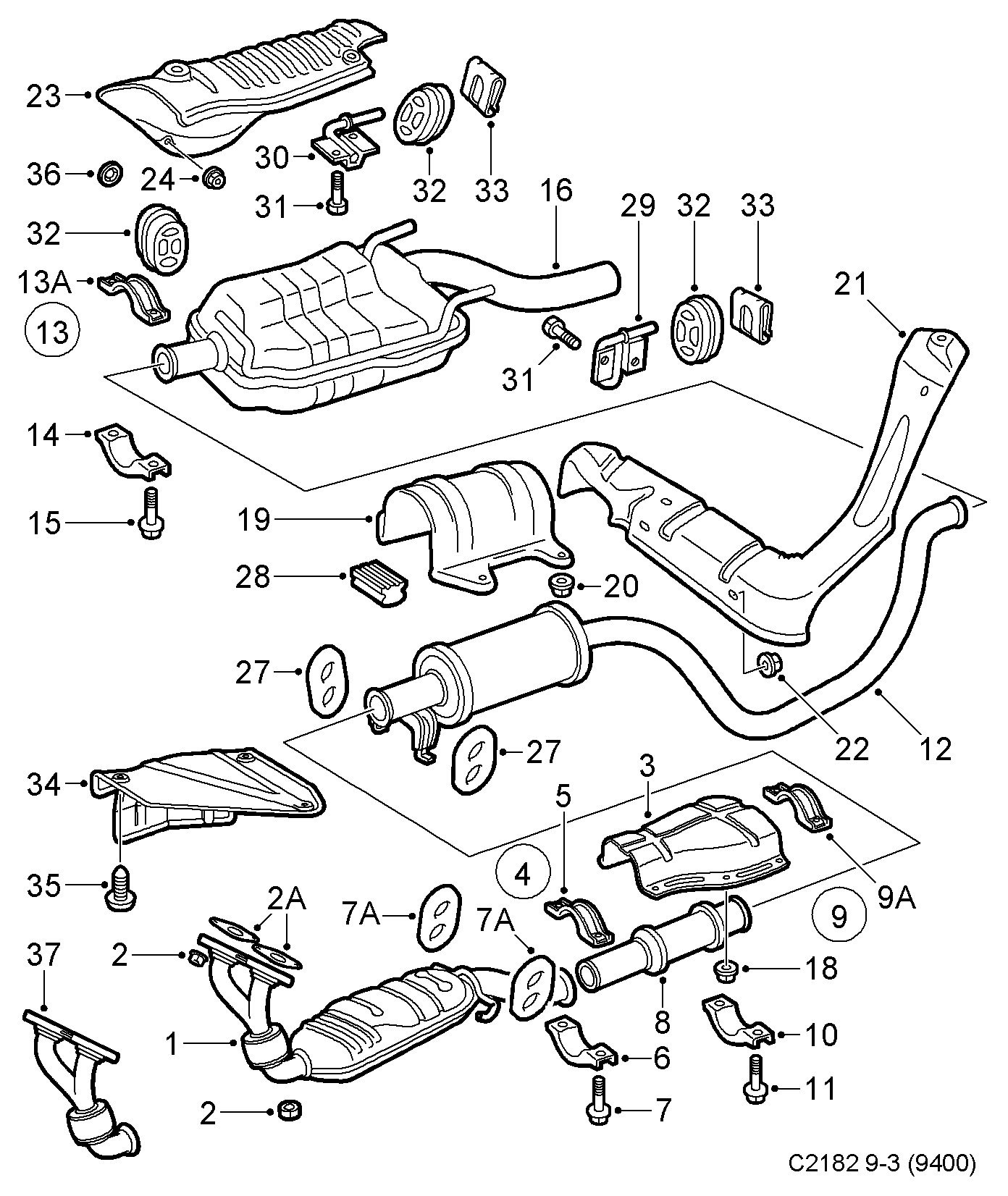 SAAB 54 65 950 - Kit pezzi per fissaggio, Imp. gas scarico autozon.pro