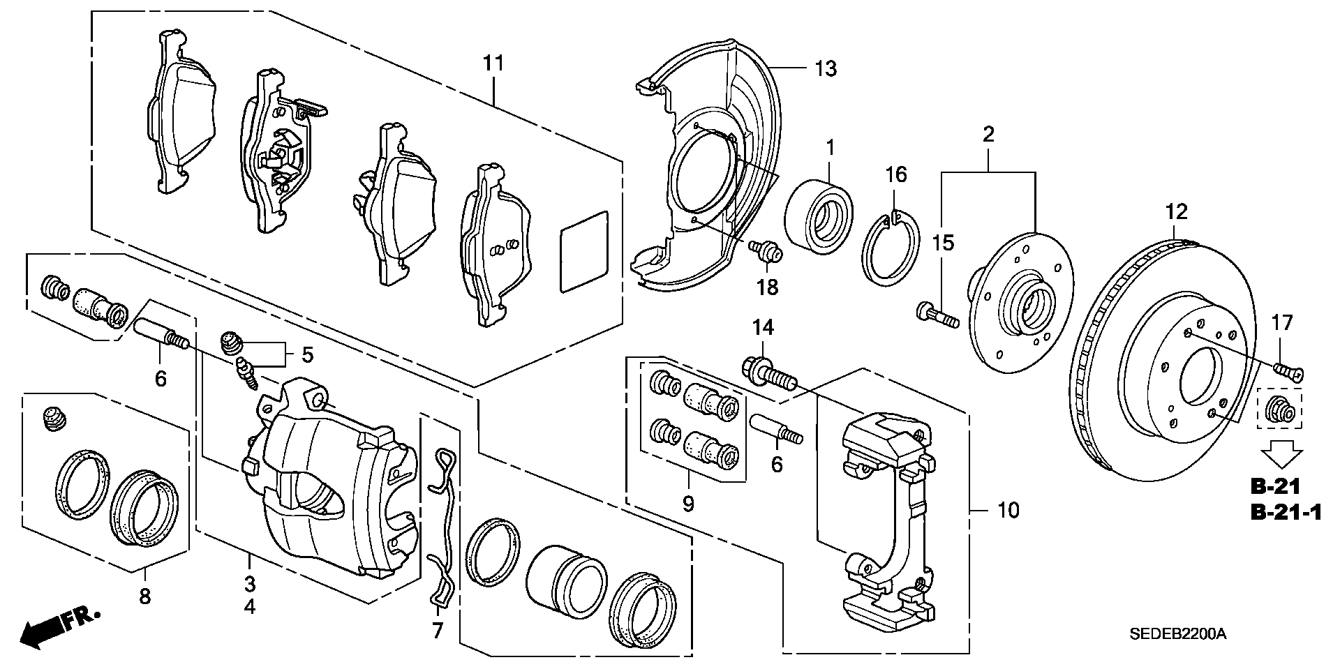 Honda 45007-SEA-E01 - Kit manicotti di guida, Pinza freno autozon.pro