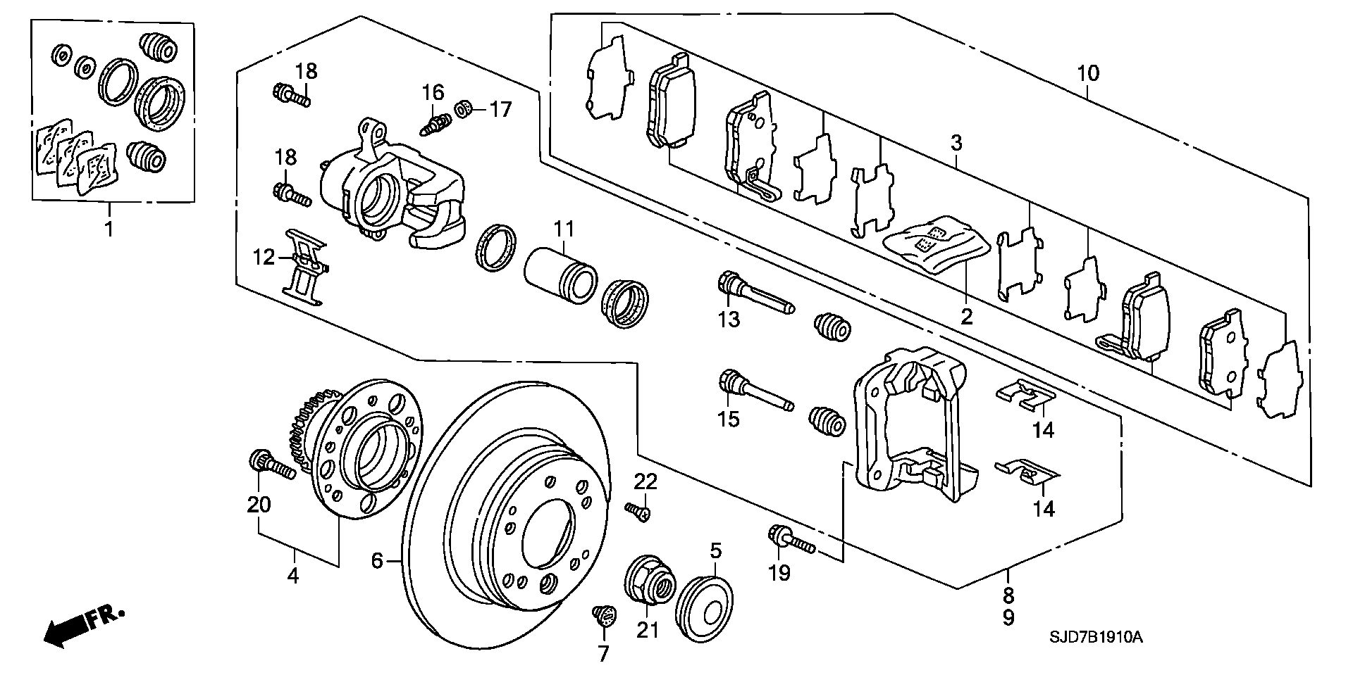 Honda 43022-SJF-E00 - Kit pastiglie freno, Freno a disco autozon.pro