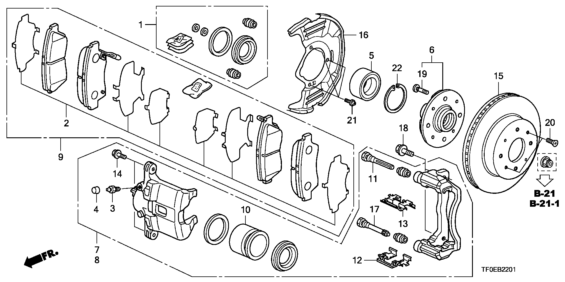 Honda 45022TF0G02 - Kit pastiglie freno, Freno a disco autozon.pro