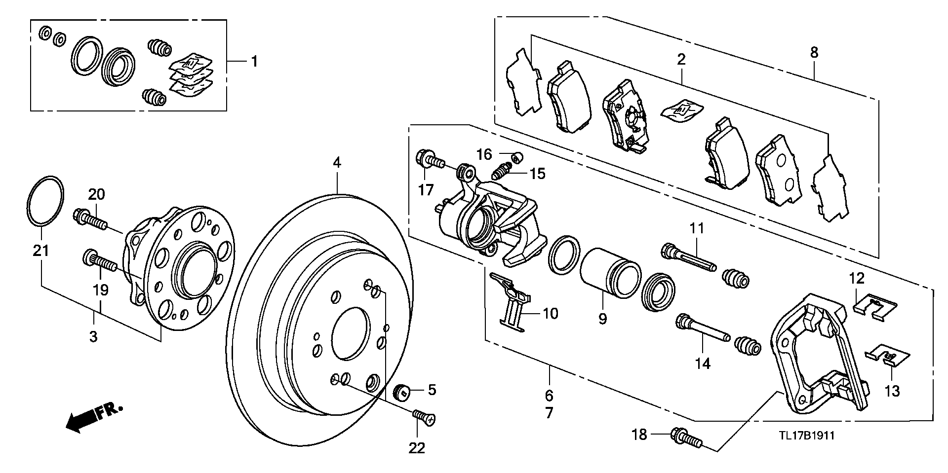 Honda 43022TL0G51 - Kit pastiglie freno, Freno a disco autozon.pro