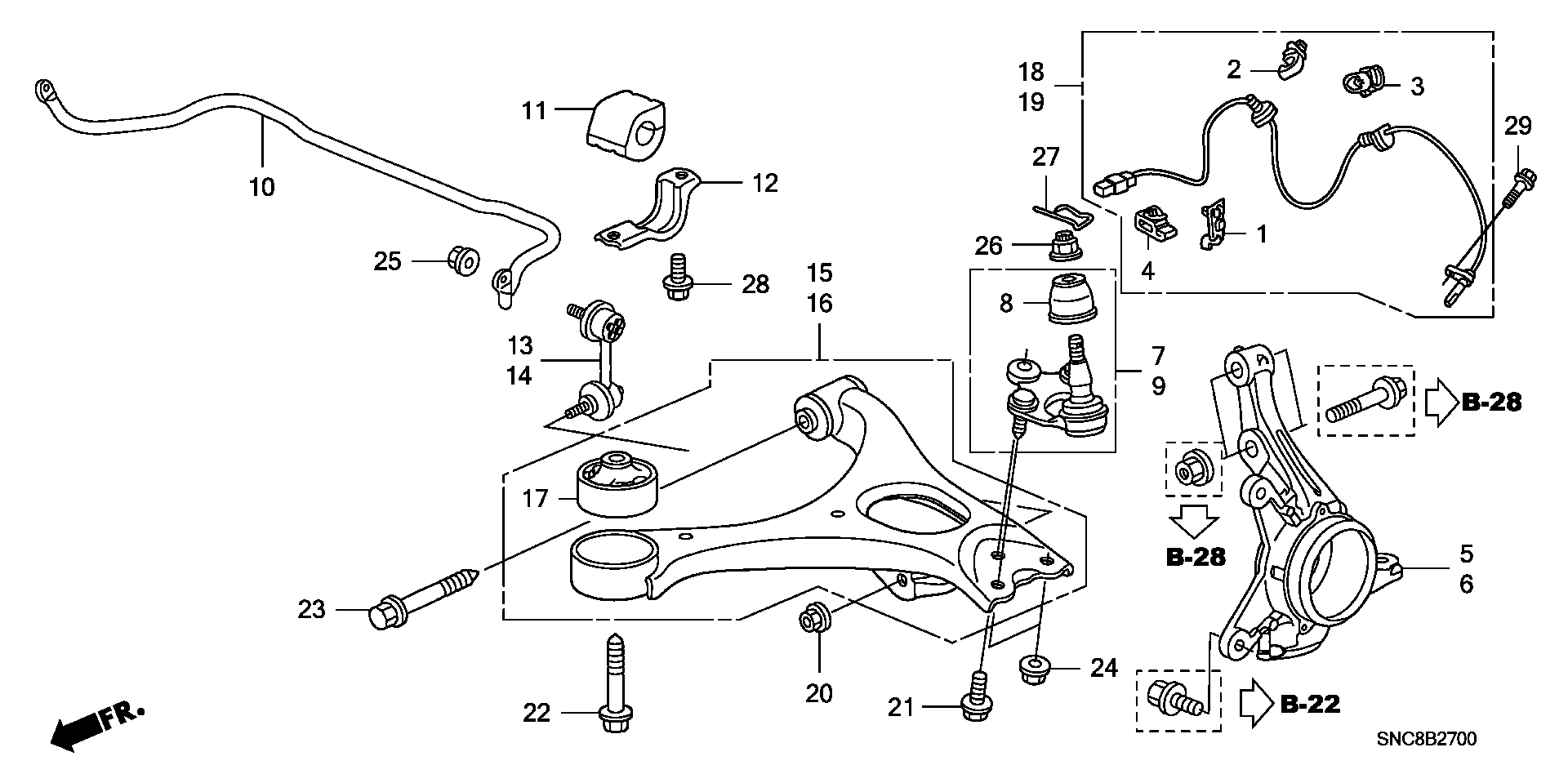 Honda 51350SNAA50 - Braccio oscillante, Sospensione ruota autozon.pro